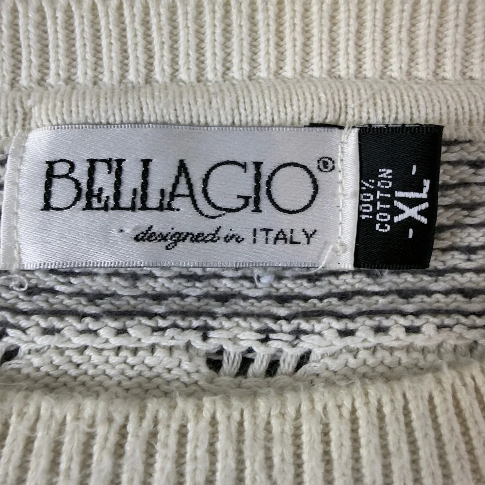 Bellagio Mens XL Cotton Knit Sweater Multi Pattern Geometric Houndstooth Italy